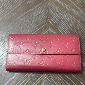 Louis Vuitton Pink Wallet with Embossed Monogram